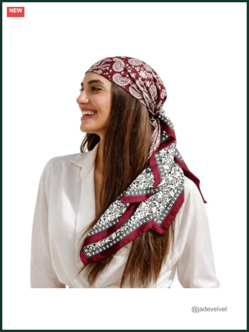 Silky Satin Polyester Head Scarf for Women, 35 Inch Large Square Scarf, Bandana